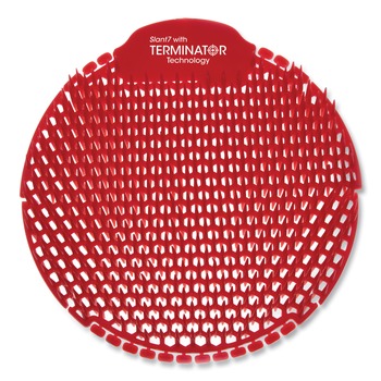 Fresh Products Slant7 with Terminator Urinal Screen - Forest Scent, Red (5/Box)