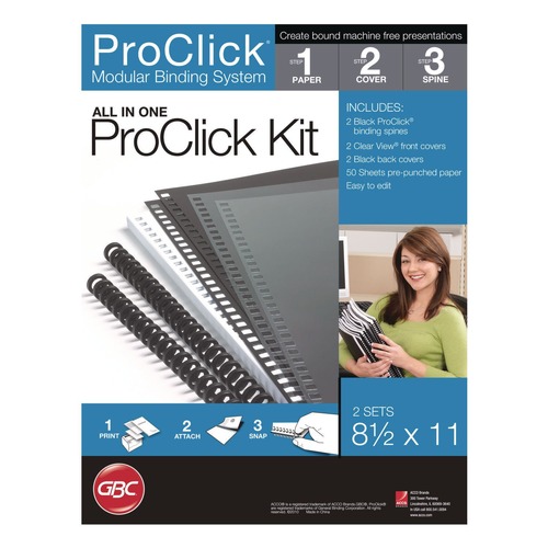 Bulk Savings Pricing 2 | GBC 2515665P 5/16 in. Capacity Instant Report Kit - Clear/Black Cover/Black Spine (2/Pack) image number 0