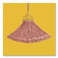 Mops | Rubbermaid Commercial FGD25306RD00 Super Stitch Large Cotton/Synthetic Blend Mop Heads - Red (6/Carton) image number 2