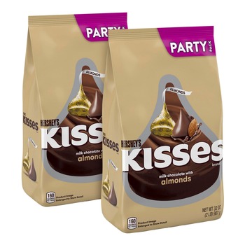 Green Rabbit 810128792110 32 oz KISSES with Almonds - Milk Chocolate (2/Carton)