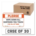 Floor Signs | Tabbies 29163 BeSafe 9 in. x 6 in. Please Wipe Down All Surfaces You Touch Messaging Repositionable Wall/Door Signs - White (30/Carton) image number 2