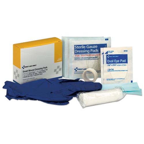 First Aid | First Aid Only 3-910 Small Wound Dressing Kit Includes Gauze/Tape/Gloves/Eye Pads/Bandages image number 0