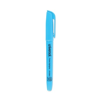Universal Chisel Tip Fluorescent Blue Ink Blue Barrel Pocket Highlighters (1 Dozen)