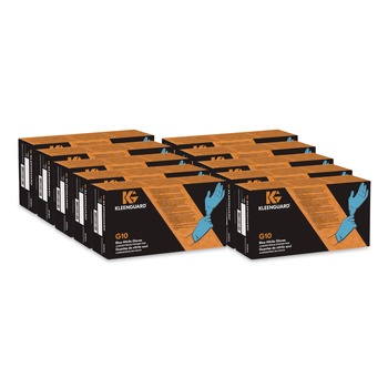 KleenGuard 57371 9.5 in. Long 6 mil Thick Powder-Free G10 Nitrile Gloves - Small Blue (10-Boxes/Carton)