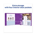 Office Jansan | Avery 79813 3 Locking One Touch EZD Rings 4 in. Capacity 11 in. x 8.5 in. Heavy-Duty View Binder with DuraHinge - Purple image number 7