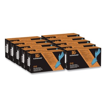KleenGuard 57372 9.5 in. Long 6 mil Thick Powder-Free G10 Nitrile Gloves - Medium Blue (10-Boxes/Carton)