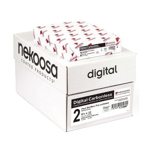  | Nekoosa 17390 Fast Pack 2 Part 8.5 in. x 11 in. Digital Carbonless Paper - White/Canary (5/Carton) image number 0