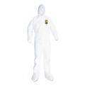 Bib Overalls | Ansell KCC49123 A20 Hood, Boots, and Elastic-Back Breathable Particle Protection Coveralls - Large, White (24/Carton) image number 0