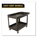 Office Jansan | Rubbermaid Commercial FG452089BLA 25.78 in. x 45.25 in. x 33.25 in. 500 lbs. Capacity 2 Shelves Plastic Heavy-Duty Utility Cart with Lipped Shelves - Black image number 3
