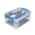 Office Jansan | Advantus 37371 6 Sections 10.38 in. x 14.25 in. x 6.5 in. Super Stacker Divided Storage Box - Clear/Blue image number 2
