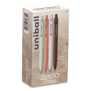 uni-ball Medium 0.7 mm Zento Retractable Gel Pen - Black Ink, Assorted Barrel Colors (1-Dozen)