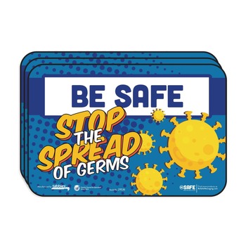 Tabbies 9 in. x 6 in. "Be Safe, Stop The Spread Of Germs" Wall Signs (3/Pack)