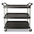  | Rubbermaid Commercial FG342488BLA 18-5/8 in. x 33-5/8 in. x 37-3/4 in. Three-Shelf Economy Plastic Cart - Black image number 0