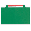 File Folders | Smead 18733 Four SafeSHIELD Fasteners 1 Divider Legal Size Four-Section Pressboard Top Tab Classification Folders - Green (10/Box) image number 2