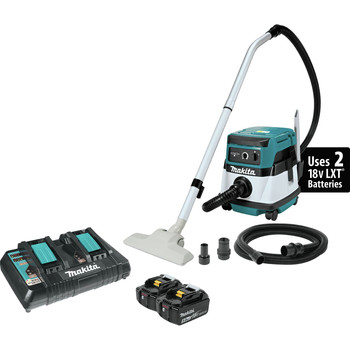 Makita XCV04PT 18V X2 LXT Lithium-Ion (36V) Cordless/Corded 2.1 Gal. HEPA Filter Dry Dust Extractor/Vacuum Kit (5 Ah)