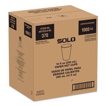 SOLO Recycled Content PCF Paper Hot Cups ProPlanet Seal 10 oz White/Blue (1000/Carton)