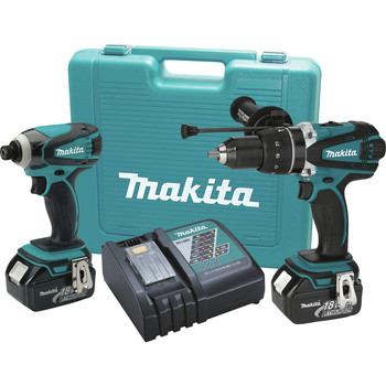 Factory Reconditioned Makita LXT218-R 18V LXT Brushed Lithium-Ion 1/2 in. Cordless Hammer Driver Drill / 1/4 in. Impact Driver Combo Kit with 2 Batteries (3 Ah)