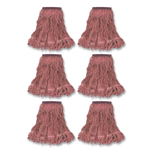 Mops | Rubbermaid Commercial FGD25306RD00 Super Stitch Large Cotton/Synthetic Blend Mop Heads - Red (6/Carton) image number 0