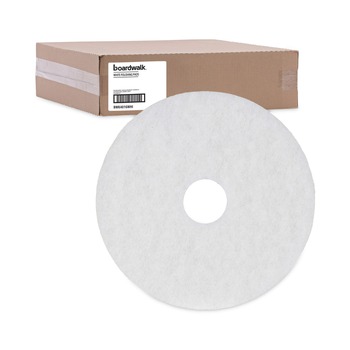 Boardwalk 16 in. Diameter Polishing Floor Pads - White (5/Carton)
