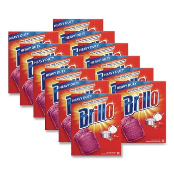 Brillo 3 in. x 3 in. Steel Wool Soap Pads - Gray/Pink (12/Carton)