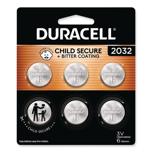Office Electronics & Batteries | Duracell DL2032B6PK 2032 Lithium Coin Batteries With Bitterant (6/Pack) image number 0