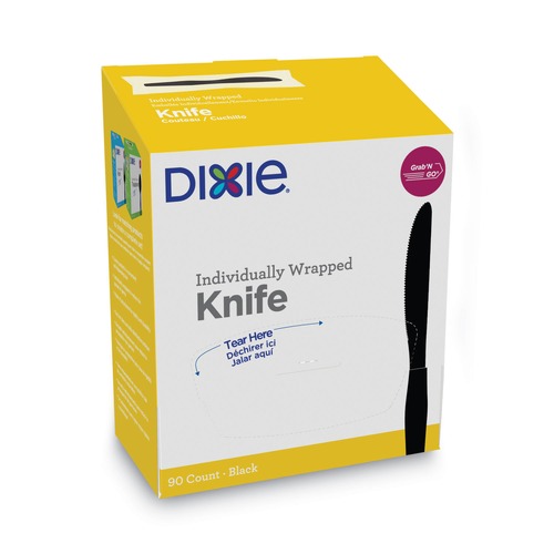 Cutlery | Dixie KM5W540 Grab'N Go Wrapped Cutlery Knives - Black (90-Piece/Pack) image number 0