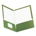 Office Jansan | Oxford 5049560 100-Sheet Capacity 8.5 in. x 11 in. Two-Pocket Laminated Folder - Metallic Green (25/Box) image number 2