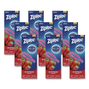 Ziploc 10.56 in. x 10.75 in. Gallon Triple System Seal Double Zipper Storage Bags - Clear (38 Bags/Box, 9 Boxes/Carton)