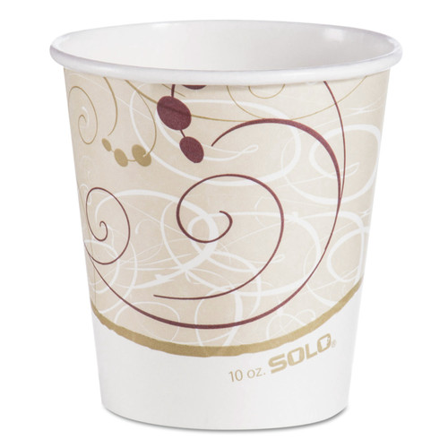 Cups and Lids | SOLO 510SM Solo Symphony 10 oz. Paper Hot Cups - White/Beige/Red (1000/Carton) image number 0