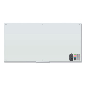 U Brands 70 in. x 35 in. Magnetic Glass Dry Erase Board Value Pack - Frosted White