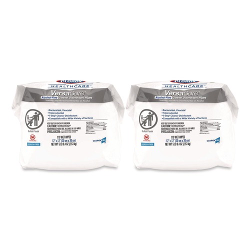 Office Jansan | Clorox Healthcare 31761 VersaSure 12 in. x 12 in. 1-Ply Cleaner Disinfectant Wipes - White Fragranced (2/Carton) image number 0