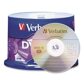 Verbatim 4.7 GB 16x DVD R Recordable Disc - Matte Silver (50/Pack)