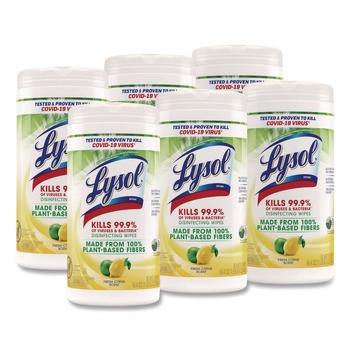 LYSOL Brand 1-Ply 7 in. x 7.25 in. Disinfecting Wipes II - Fresh Citrus Scent, White (6/Carton)