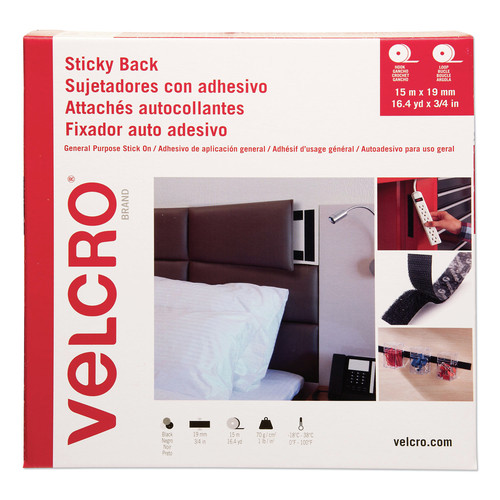 Adhesives and Sealers | Velcro VEL-30631-GLO 0.75 in. x 49 ft. Sticky-Back Fasteners, Removable Adhesive - Black (1 Roll) image number 0