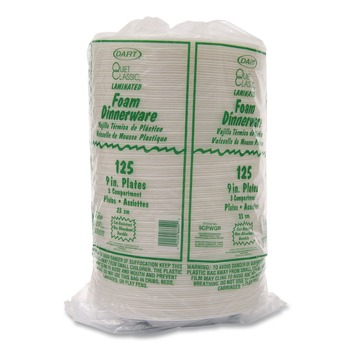 Dart 3-Compartment 9 in. Diameter Mediumweight Foam Plates - White (125/Pack)