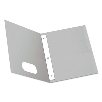 Oxford 11 in. x 8.5 in. 0.5 in. Capacity Twin-Pocket Folders with 3 Fasteners - Gray (25/Box)