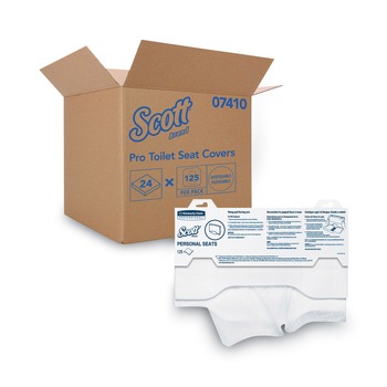 Scott 07140 15 in. x 18 in. Personal Sanitary Toilet Seat Covers - White (125/Pack, 24 Packs/Carton)