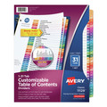 Office Jansan | Avery 11129 Ready Index 11 in. x 8.5 in. 31-Tab 1 to 31 Customizable TOC Multicolor Tab Dividers - White/Traditional Color Tabs (1-Set) image number 0