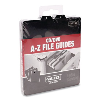 Vaultz 5 in. x 5.75 in. 1/3-Cut Top Tab A-Z CD File Guides - Black