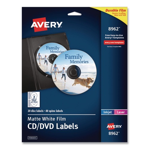 Bulk Savings Pricing 3 | Avery 08962 DVD Film Labels - Matte White (20/Pack) image number 0