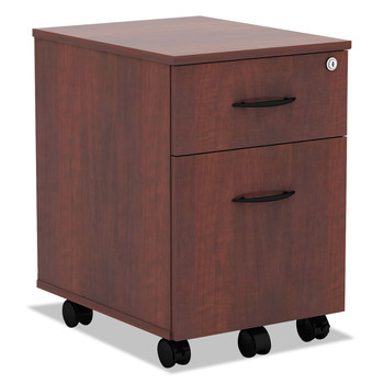 Alera Valencia Series 15.88 in. x 19.13 in. x 22.88 in. Legal/Letter 2-Drawer Mobile Pedestal - Medium Cherry