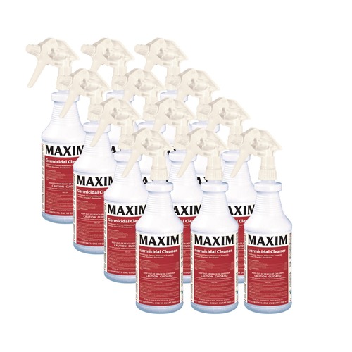 Cleaning & Janitorial Supplies | Maxim 041000-12 32 oz. Bottle Germicidal Cleaner - Lemon Scent (12/Carton) image number 0
