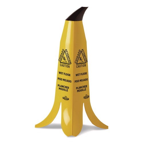 Office Jansan | Impact B1001 11 x 11.15 x 23.25 Banana Wet Floor Cones - Yellow/Brown/Black image number 0
