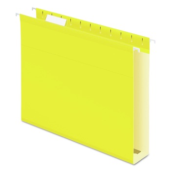 Pendaflex 1/5-Cut Tabs 2 in. Capacity Letter Size Extra Capacity Reinforced Hanging File Folders with Box Bottom - Yellow (25/Box)