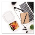 Food Trays, Containers, and Lids | Dart 60PPHT1 6.31 in. x 6.31 in. x 3 in. ProPlanet Microwaveable Hinged Plastic Containers - Clear (300/Carton) image number 4
