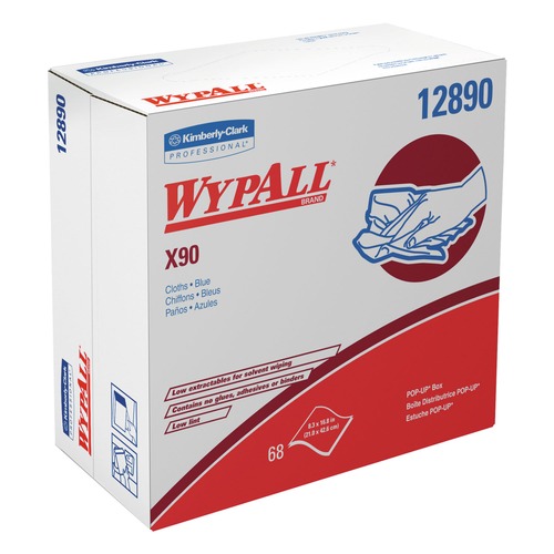  | WypAll KCC 12890 X90 POP-UP Box 2-Ply 8.3 in. x 16.8 in. Cloths - Denim Blue (68/Box, 5 Boxes/Carton) image number 0