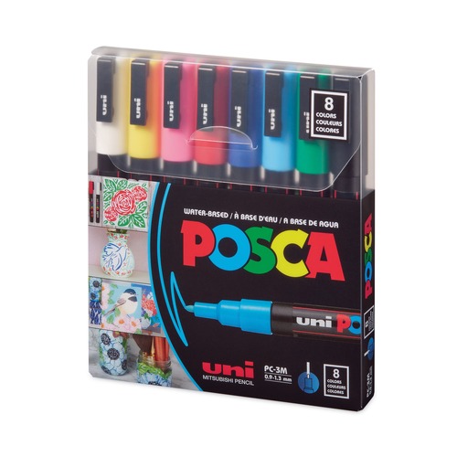 Permanent Markers | uni-ball PC3M8C Fine Bullet Tip Water-Based Paint Markers - Assorted Colors (8/Pack) image number 0