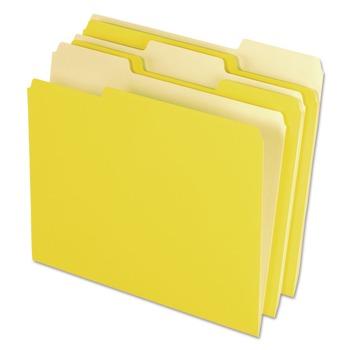 Pendaflex 4210 1/3 YEL 1/3-Cut Assorted Tabs Interior Letter File Folders - Yellow (100/Box)