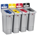 Trash & Waste Bins | Rubbermaid Commercial 2007919 Slim Jim 92 Gallon 4 Stream Landfill/Paper/Plastic/Cans Recycling Station Kit - Gray image number 0