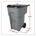 Trash Cans | Rubbermaid Commercial FG9W2200GRAY Brute Heavy-Duty 95 Gallon Square Rollout Waste Container - Gray image number 4